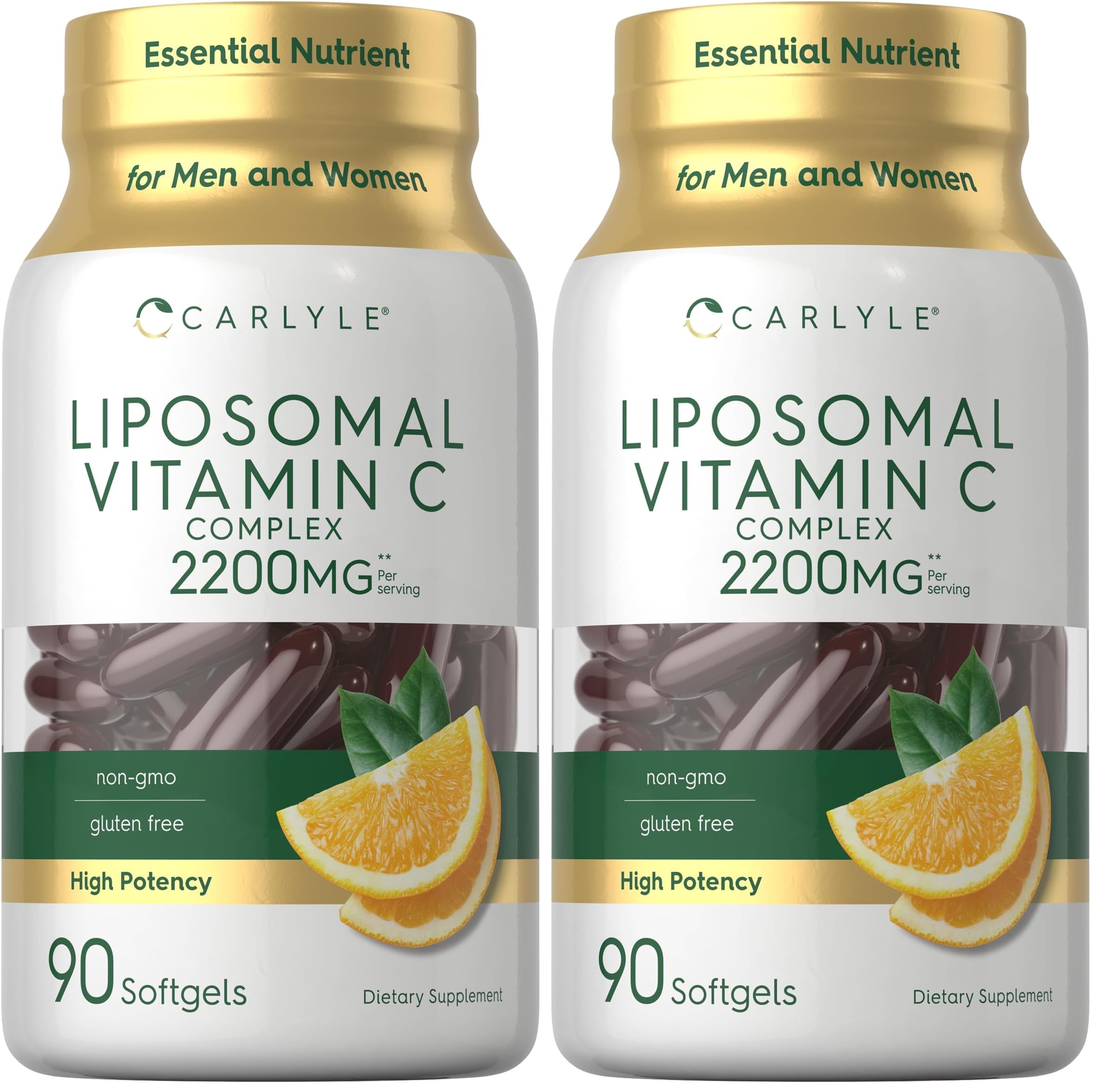 Carlyle Liposomal Vitamin C bottle with 90 softgels for daily use.