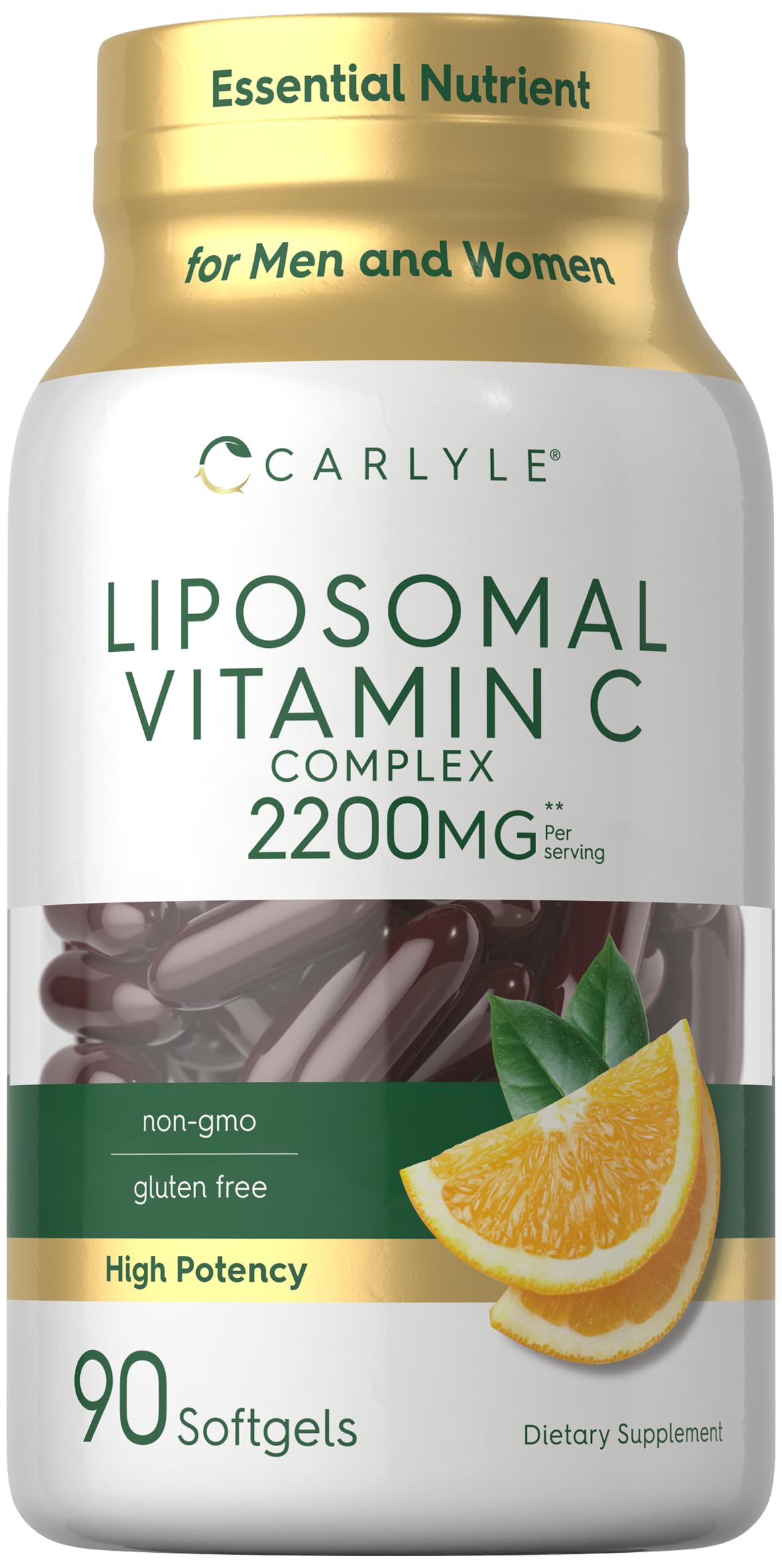 Carlyle Liposomal Vitamin C bottle with high-potency softgels for daily use