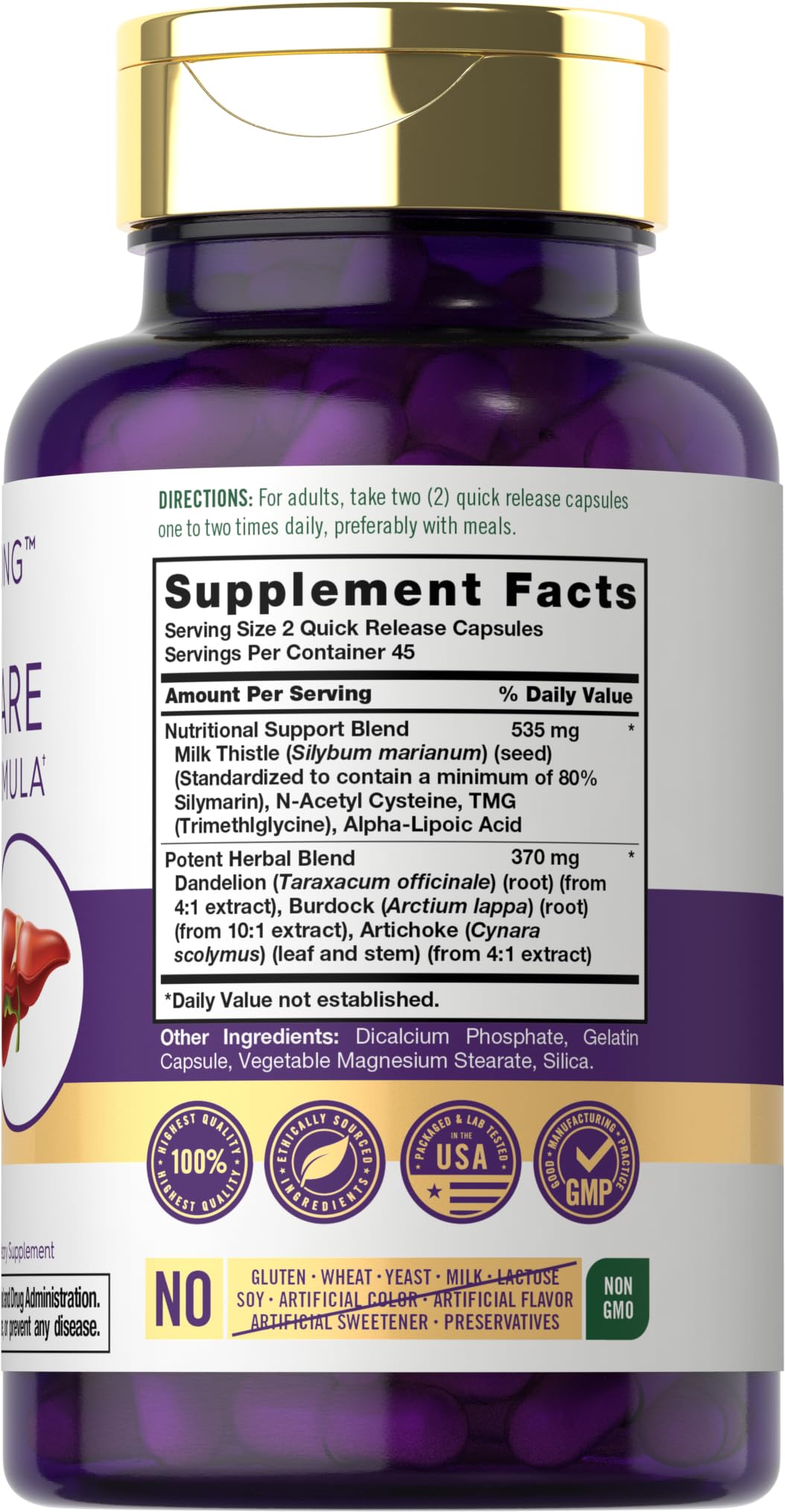 Carlyle Liver Support capsules closeup highlighting quick release capsules