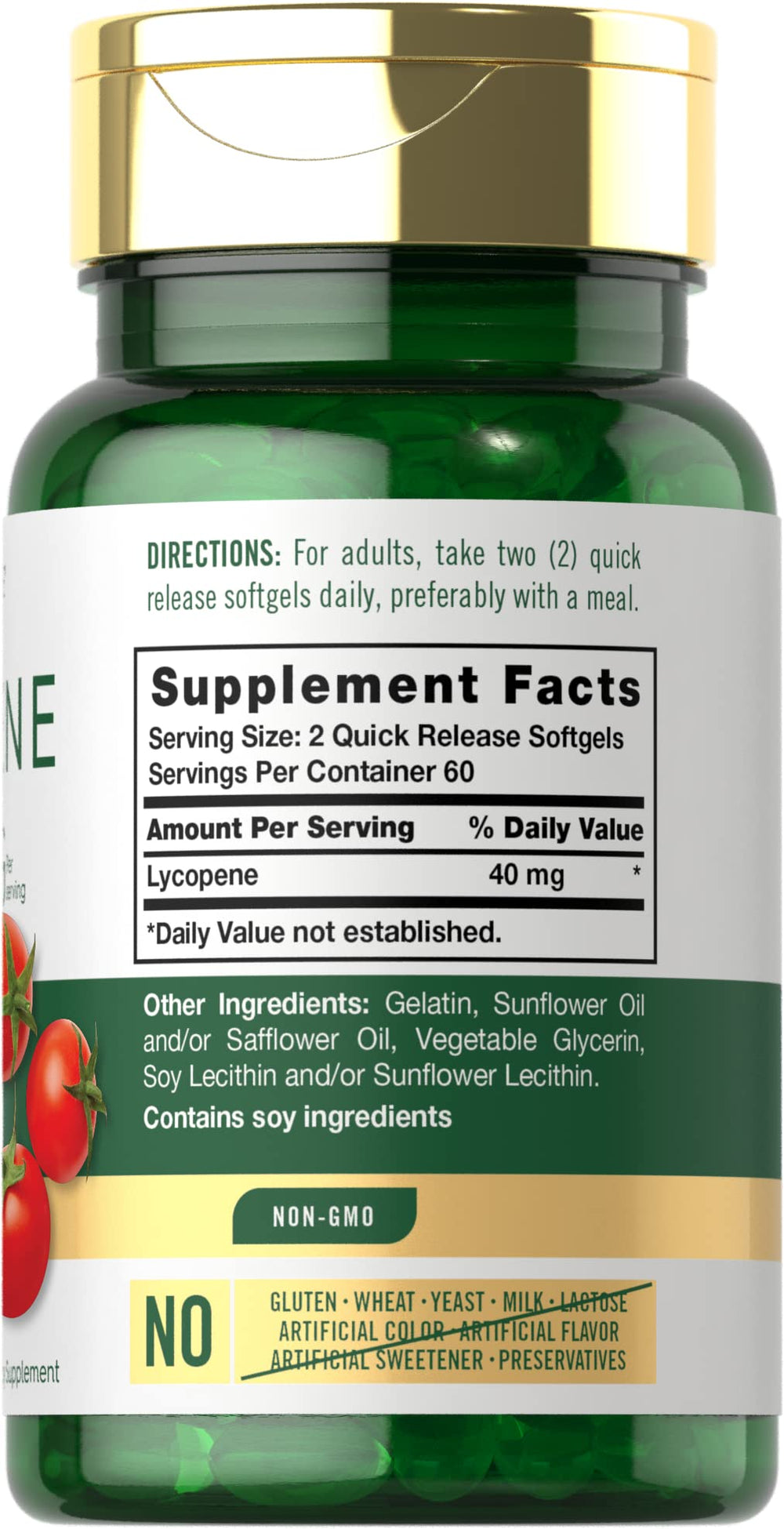 Carlyle Lycopene softgels close-up showing smooth capsules for easy intake