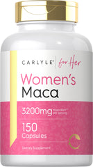 Carlyle Maca Root Capsules bottle showing 3200mg formula for women's wellness