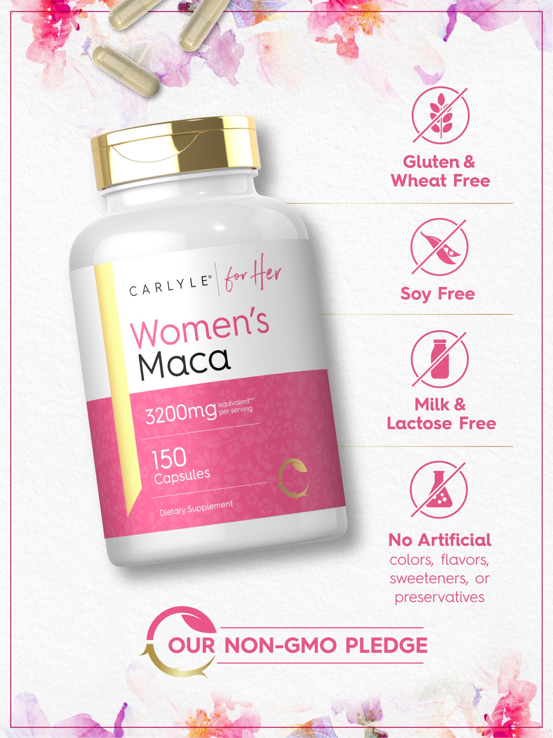 Gluten-free badge on Carlyle Maca Root packaging