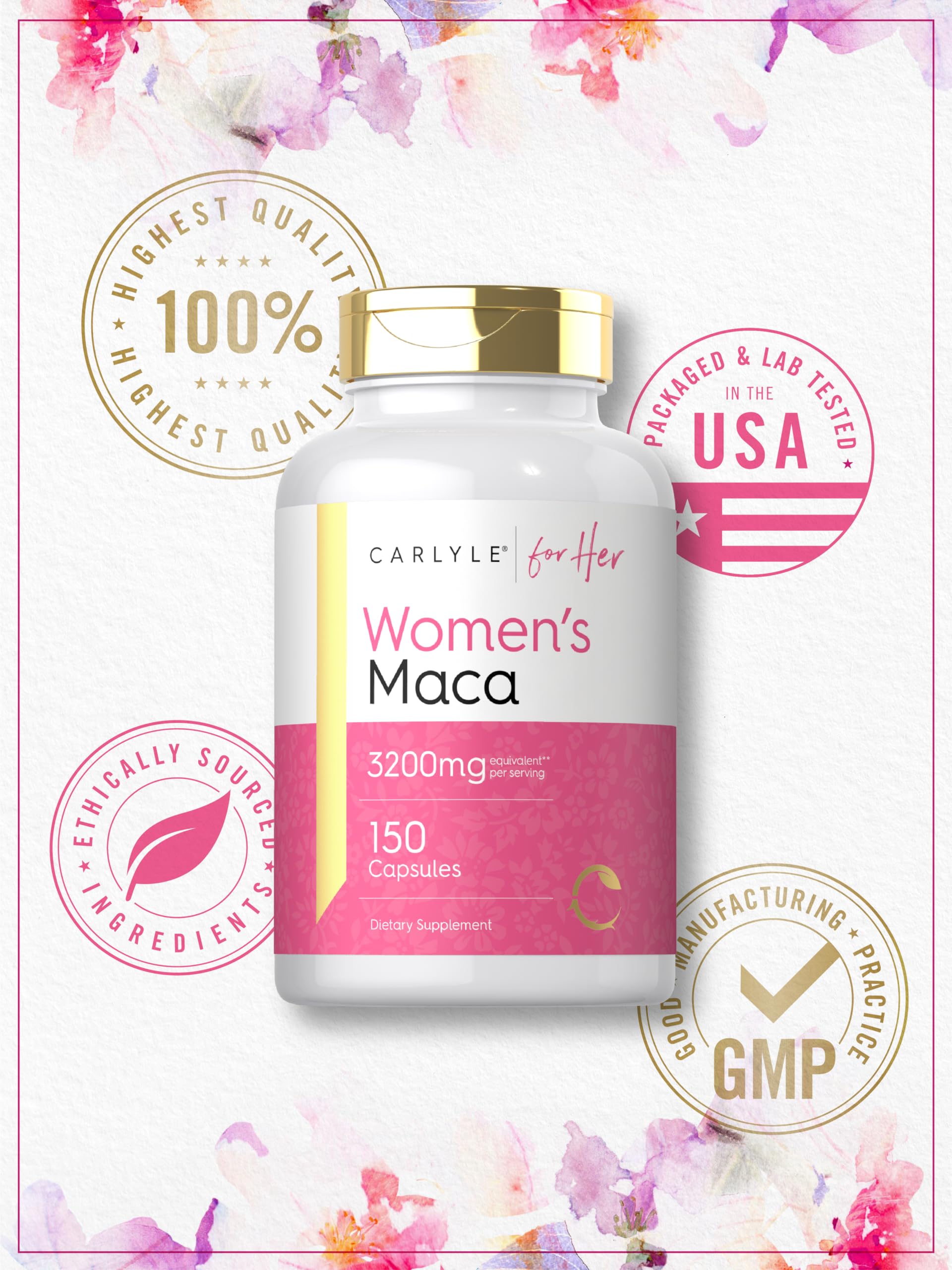 Non-GMO badge on Carlyle Maca Root packaging highlighting quality