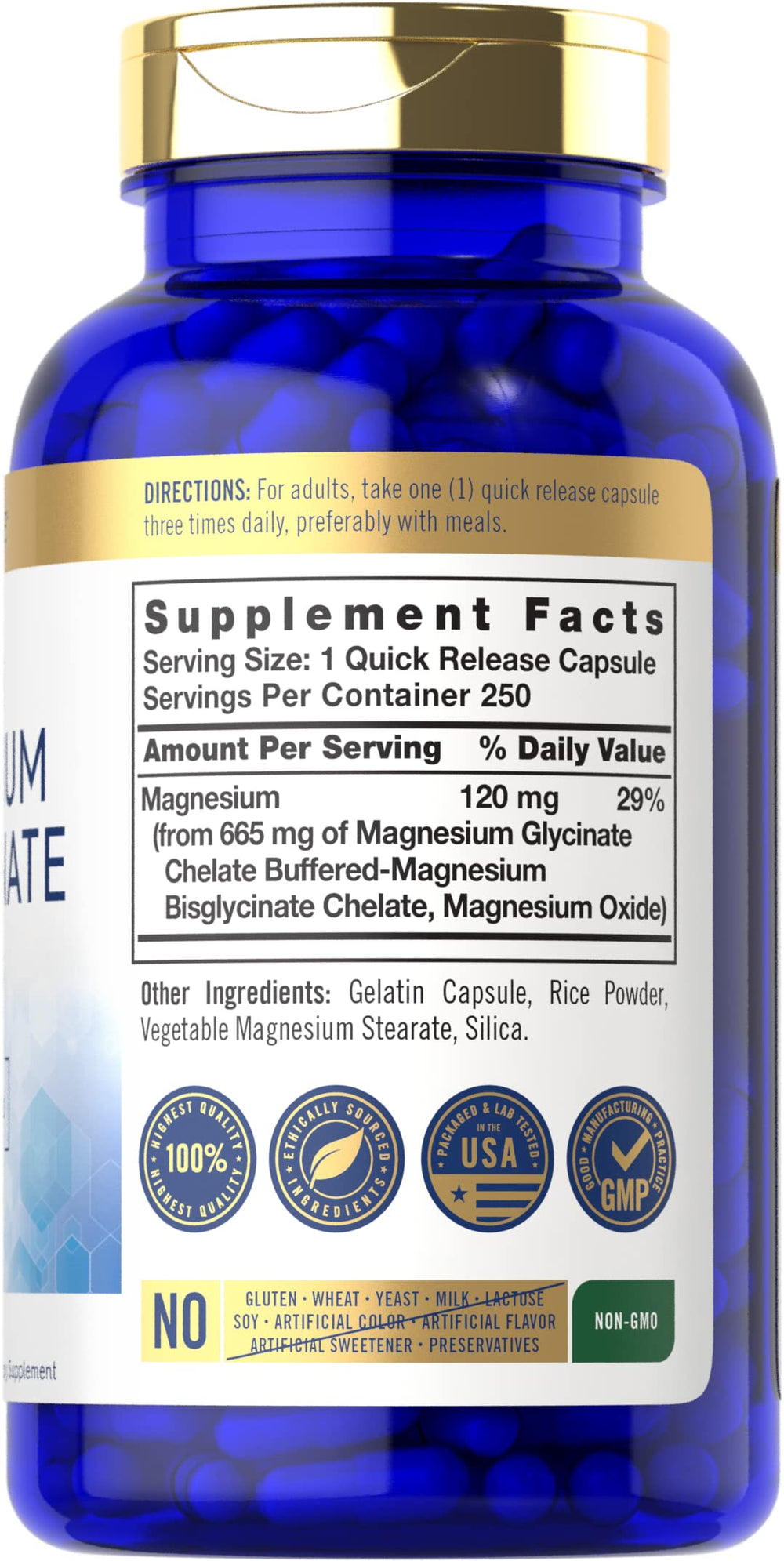 Carlyle Magnesio Bisglicinato 665 mg, cápsulas, absorción óptima para bienestar diario.