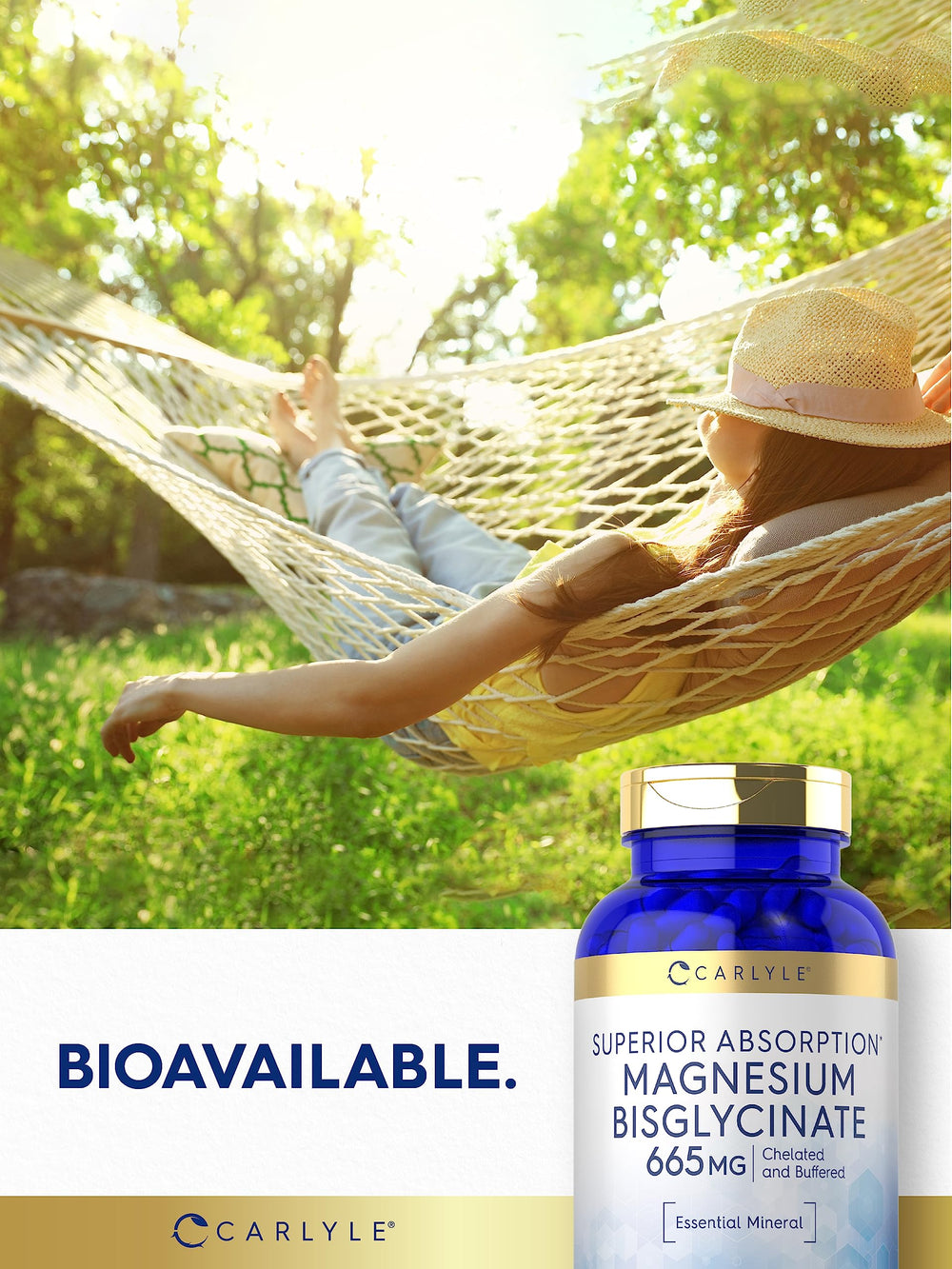 Carlyle Magnesio Bisglicinato 665 mg, cápsulas con absorción mejorada para uso diario.
