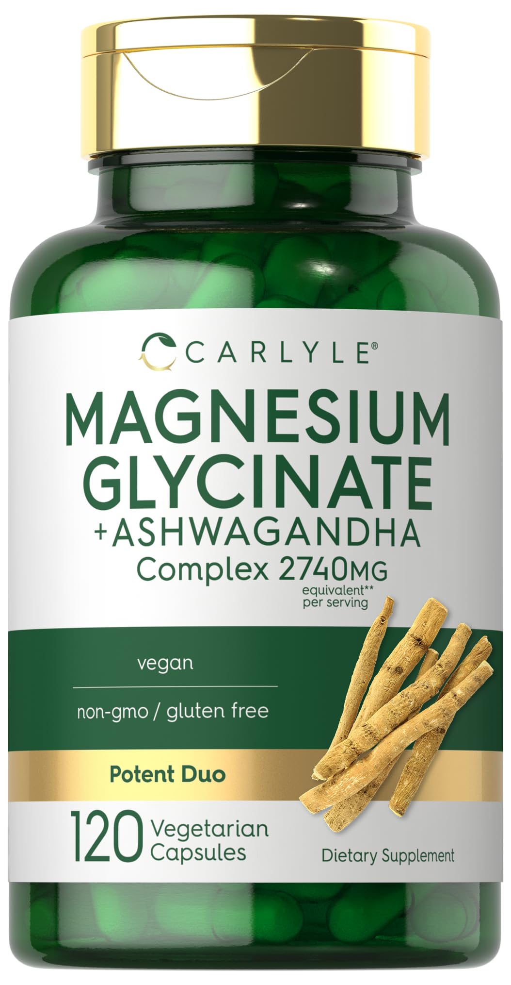 Carlyle Magnesium Glycinate with Ashwagandha bottle for daily balance.