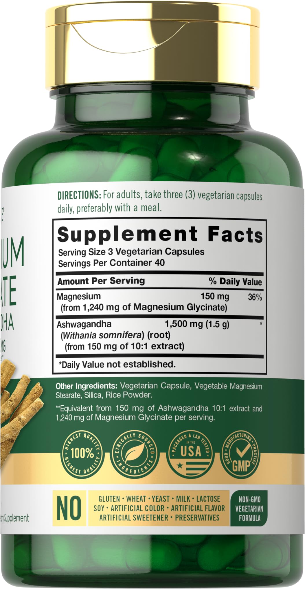 Carlyle Magnesium Glycinate Ashwagandha capsules for simple daily support.