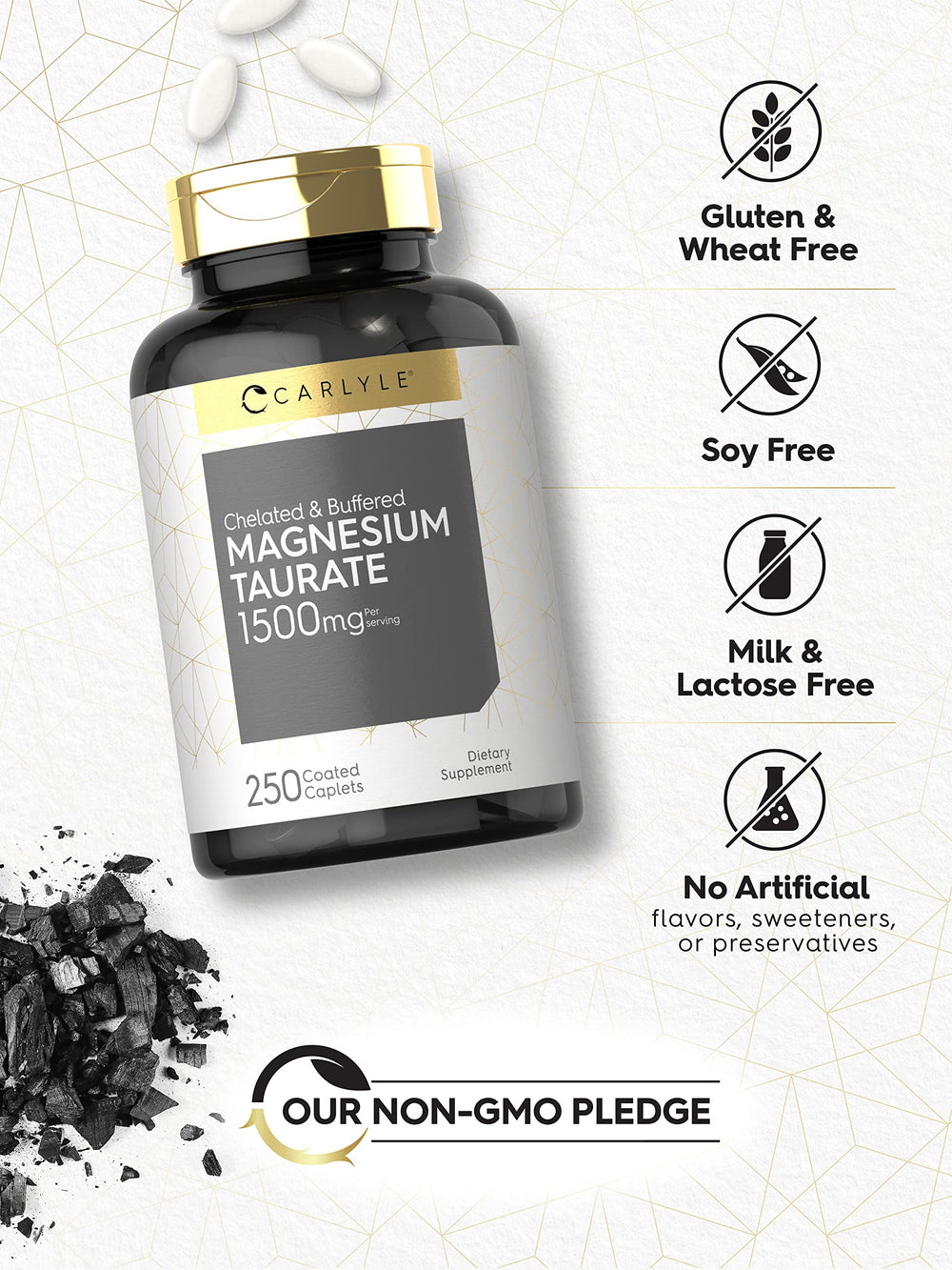 Graphic shows gluten free symbol for Carlyle supplement.