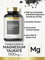 Carlyle Magnesium Taurate label highlights Vegetarian and Non-GMO formulation.