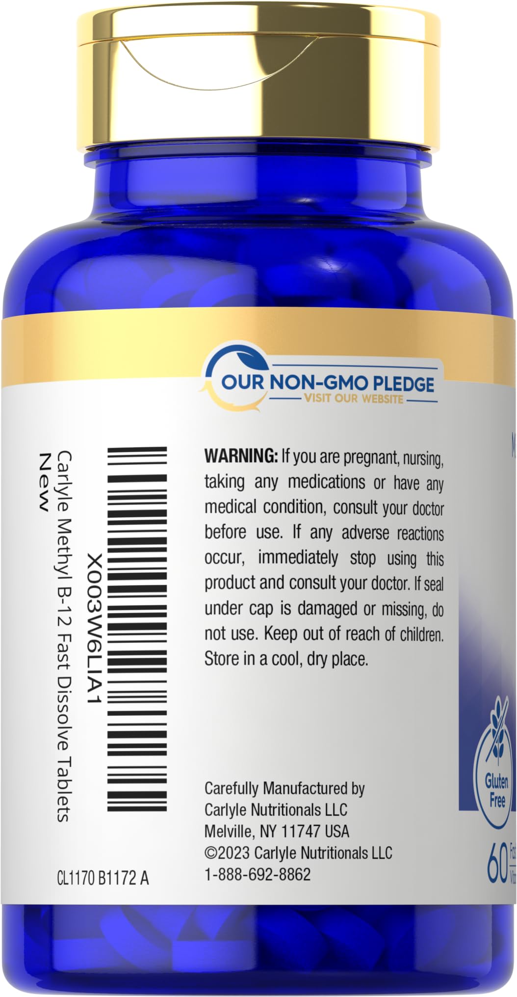 Carlyle Methylcobalamin B12 with natural berry flavor for pleasant dosing.