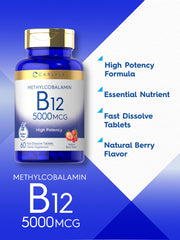 Carlyle B12 bottle highlights vegetarian-friendly formula for plant-based diets.