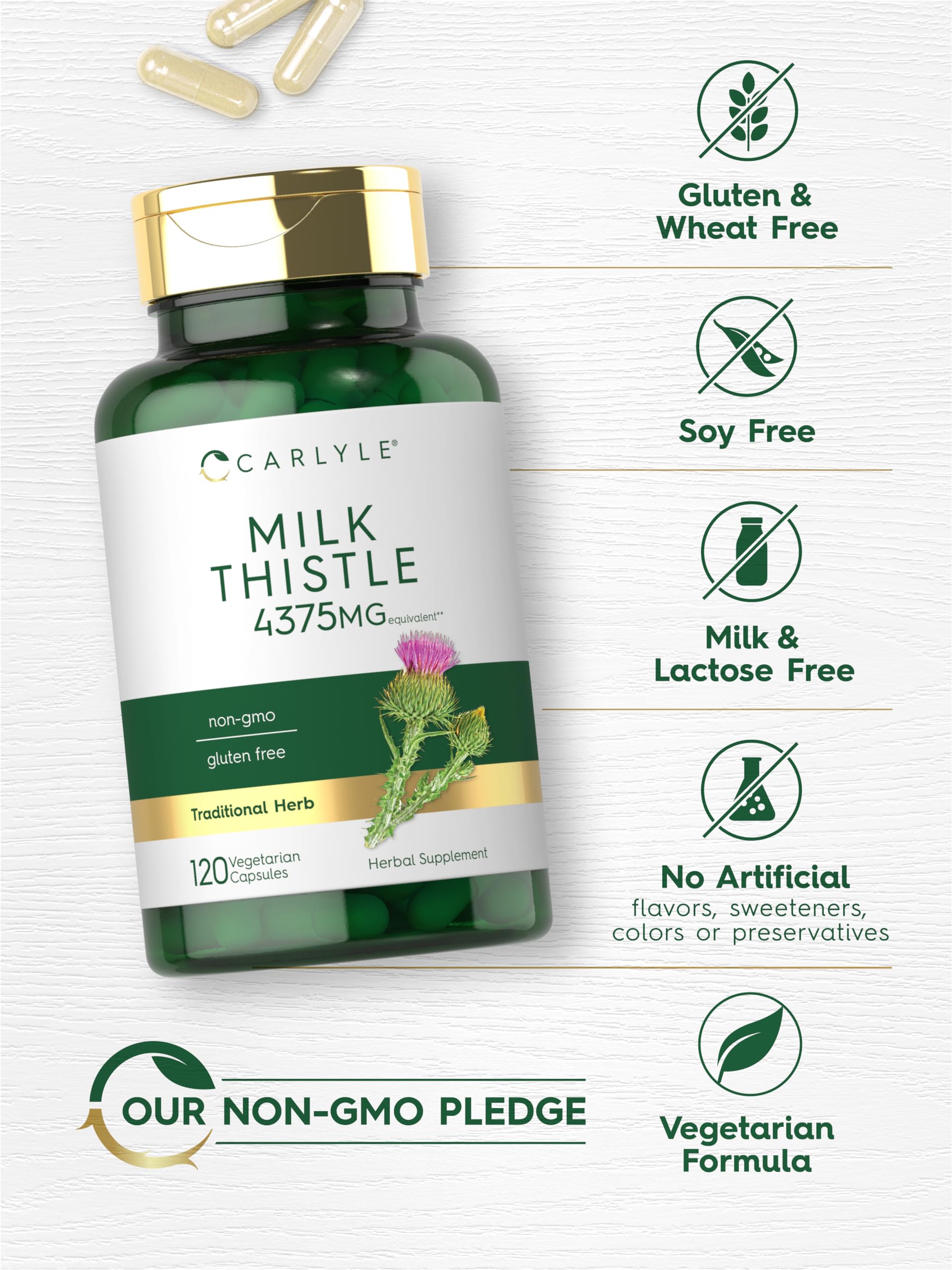 Carlyle Milk Thistle gluten-free-label confirms allergen-friendly formula