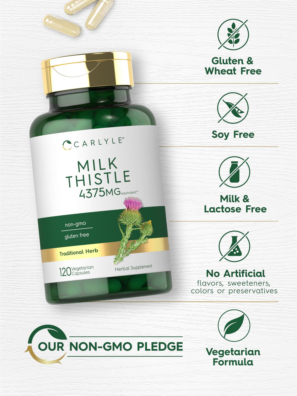 Carlyle Milk Thistle gluten-free-label confirms allergen-friendly formula