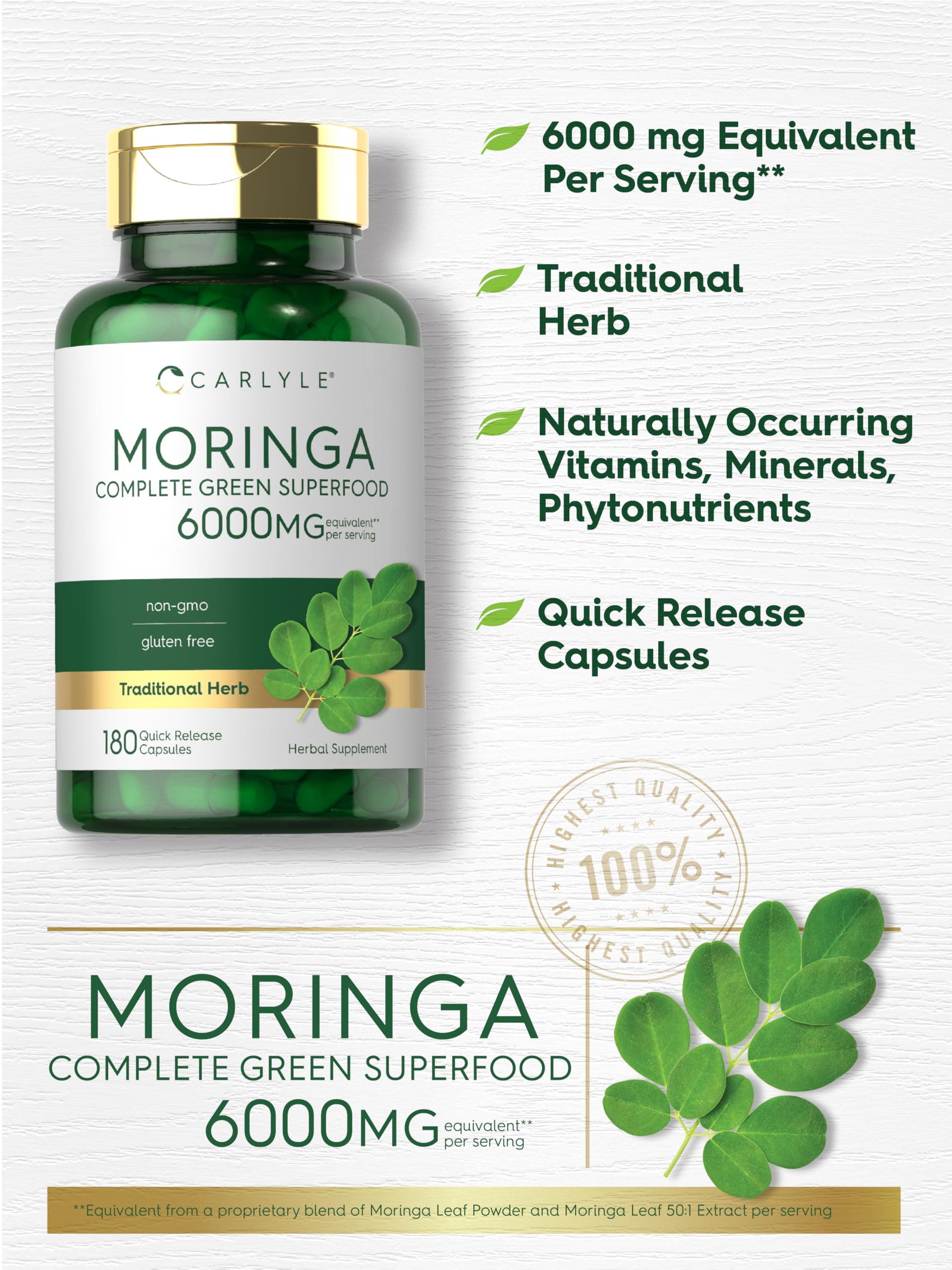 Carlyle Moringa Oleifera pack of 2 bottles ready for wellness routines