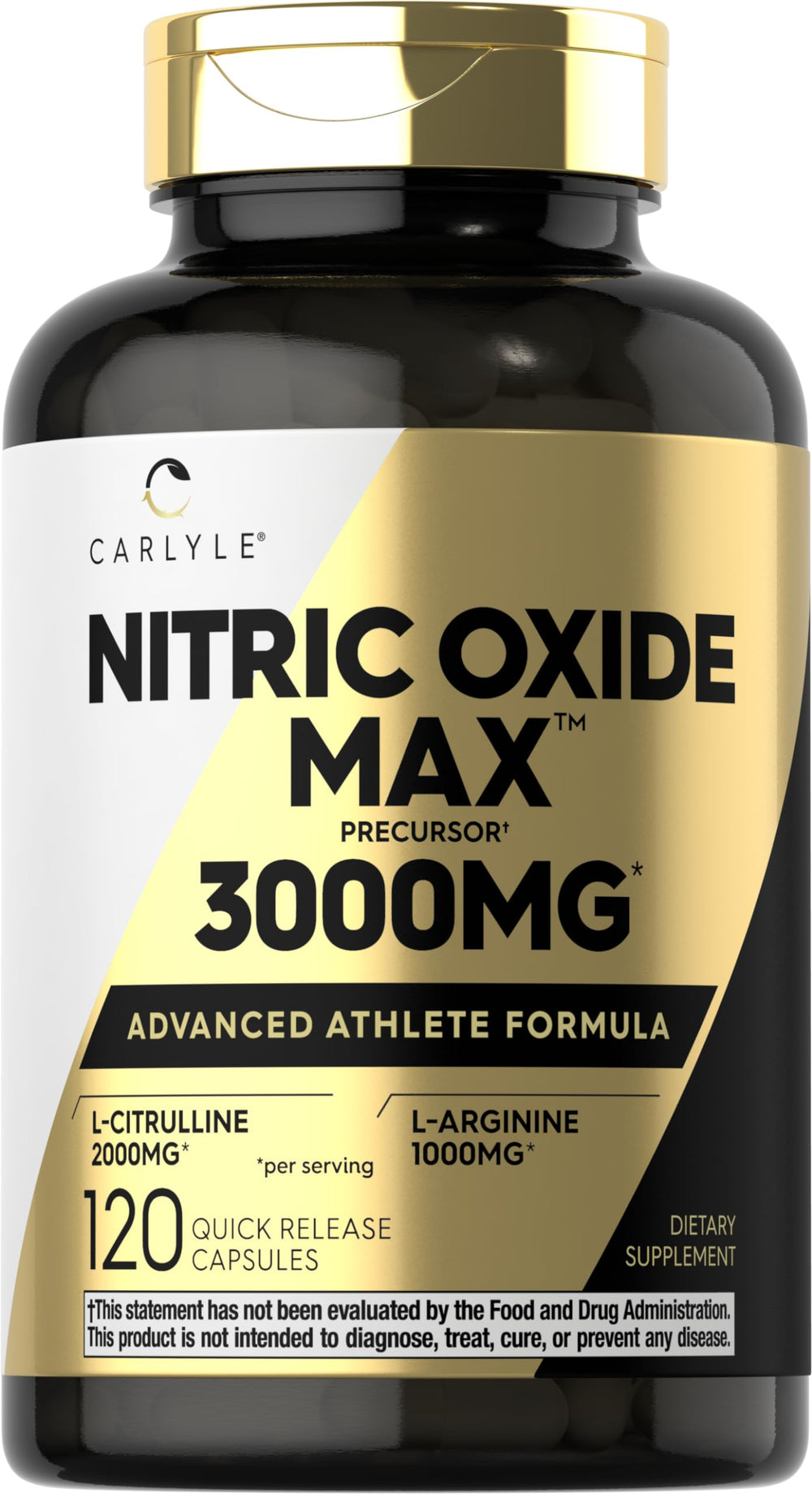 Carlyle Nitric Oxide 3000mg bottle front supports workout readiness