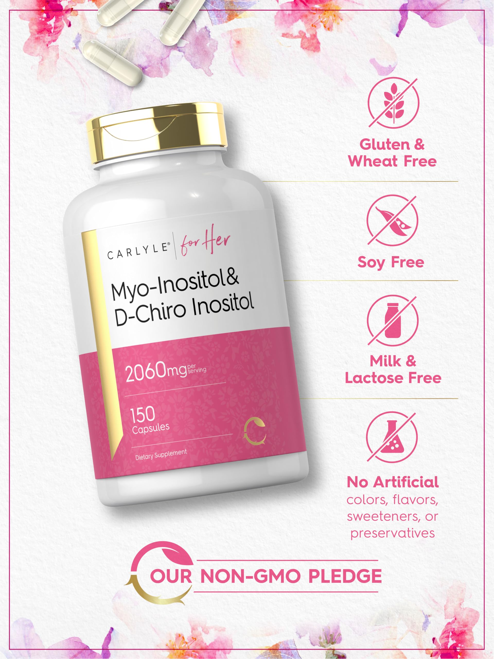 Carlyle non-GMO gluten-free symbol on packaging reinforces allergen-friendly choice.