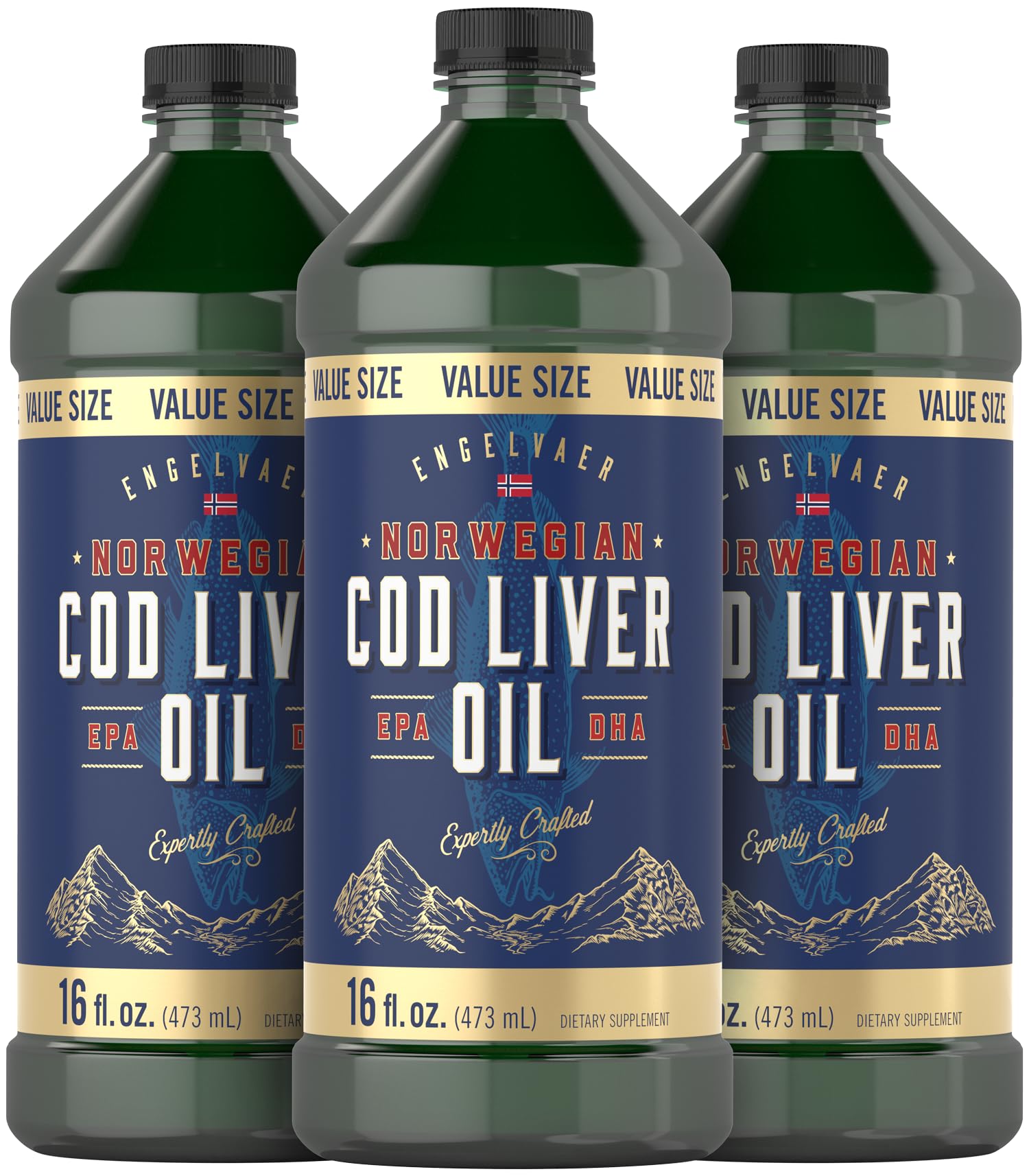 Carlyle Norwegian Cod Liver Oil 3-pack bottles for convenient daily use