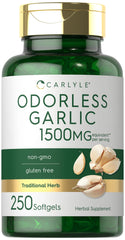 Carlyle Odorless Garlic Softgels bottle close-up for daily wellness