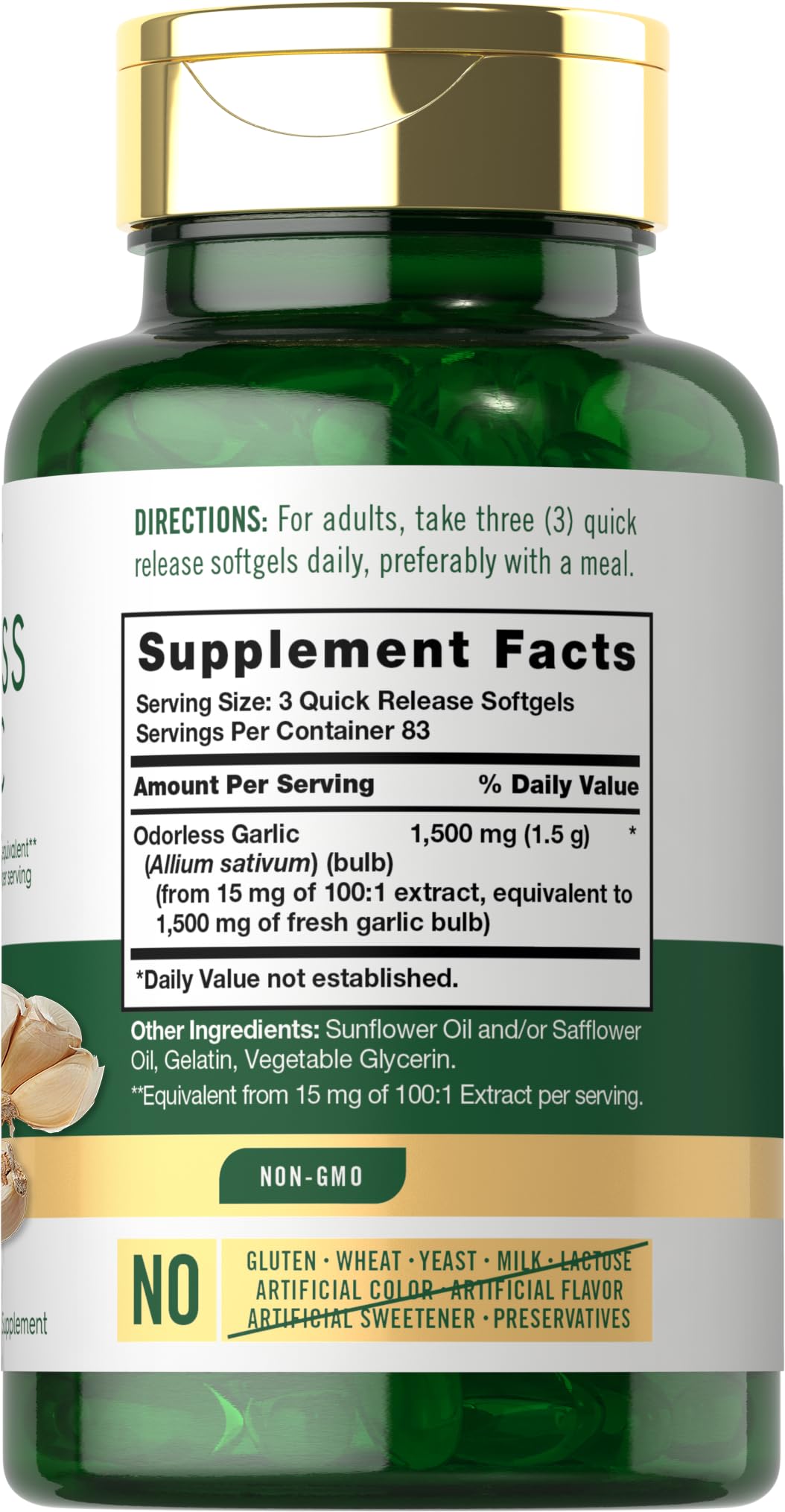 Carlyle Odorless Garlic Softgels pack shot showing value and quantity