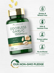 Carlyle Odorless Garlic Softgels bottle poured to reveal softgels