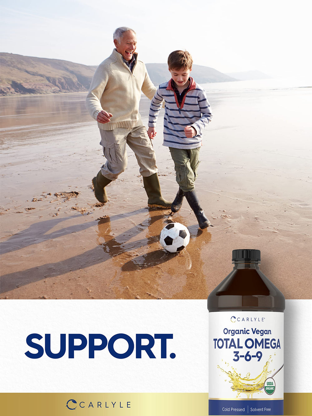 Carlyle Omega 3 6 9 ingredients panel highlights flaxseed source