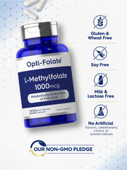 Carlyle Opti-Folate bottle sideview underscores purity and potency