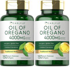 Carlyle Oregano Oil 4000mg softgels bottle highlights carvacrol content for daily wellness