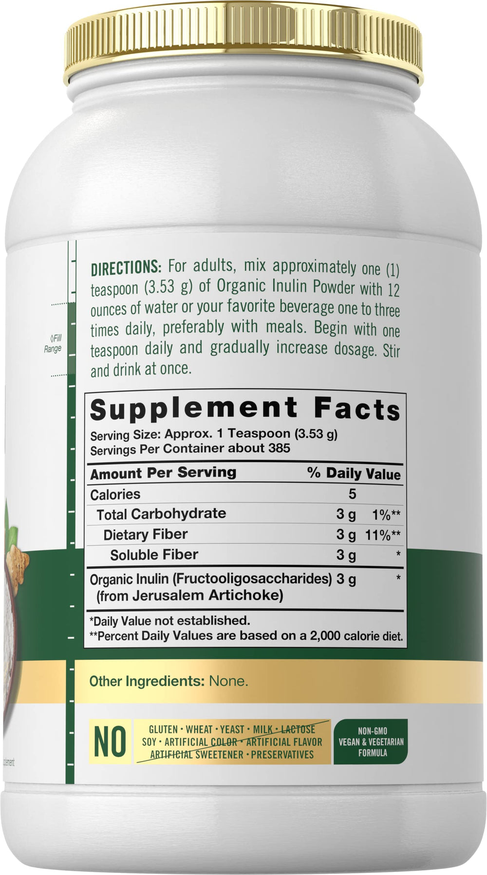 Carlyle Inulin Powder scoop shows convenient daily serving for fiber