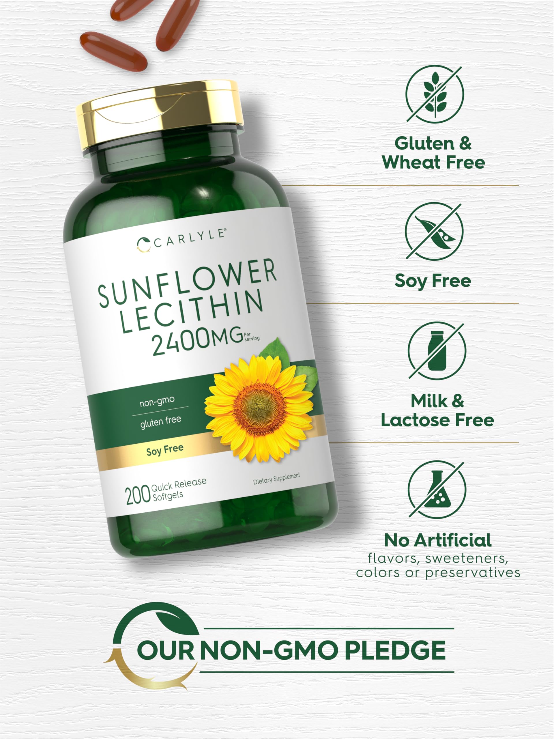 Front packaging highlights gluten-free and soy-free features