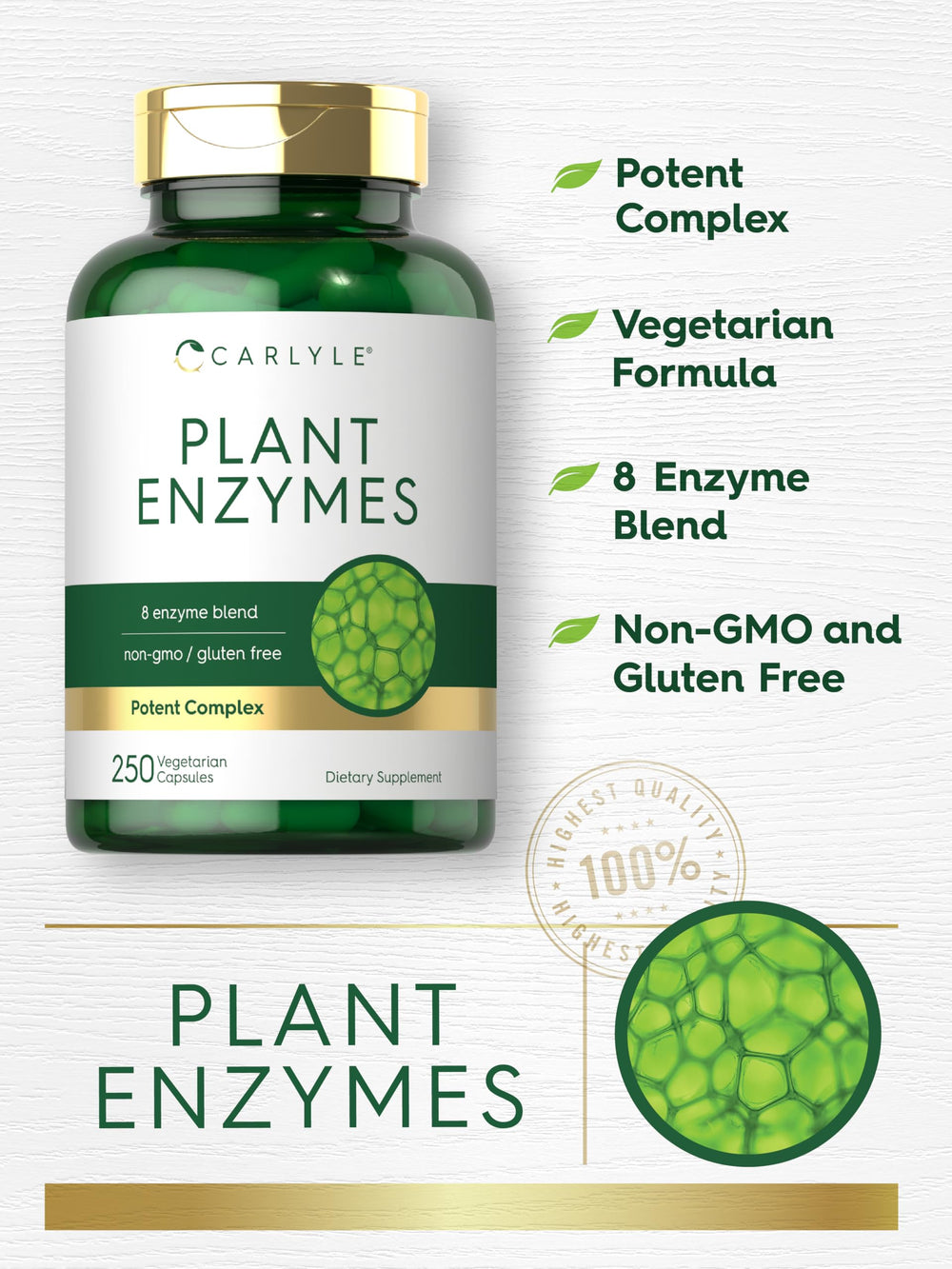 Carlyle Plant Enzymes label detail highlighting key ingredients