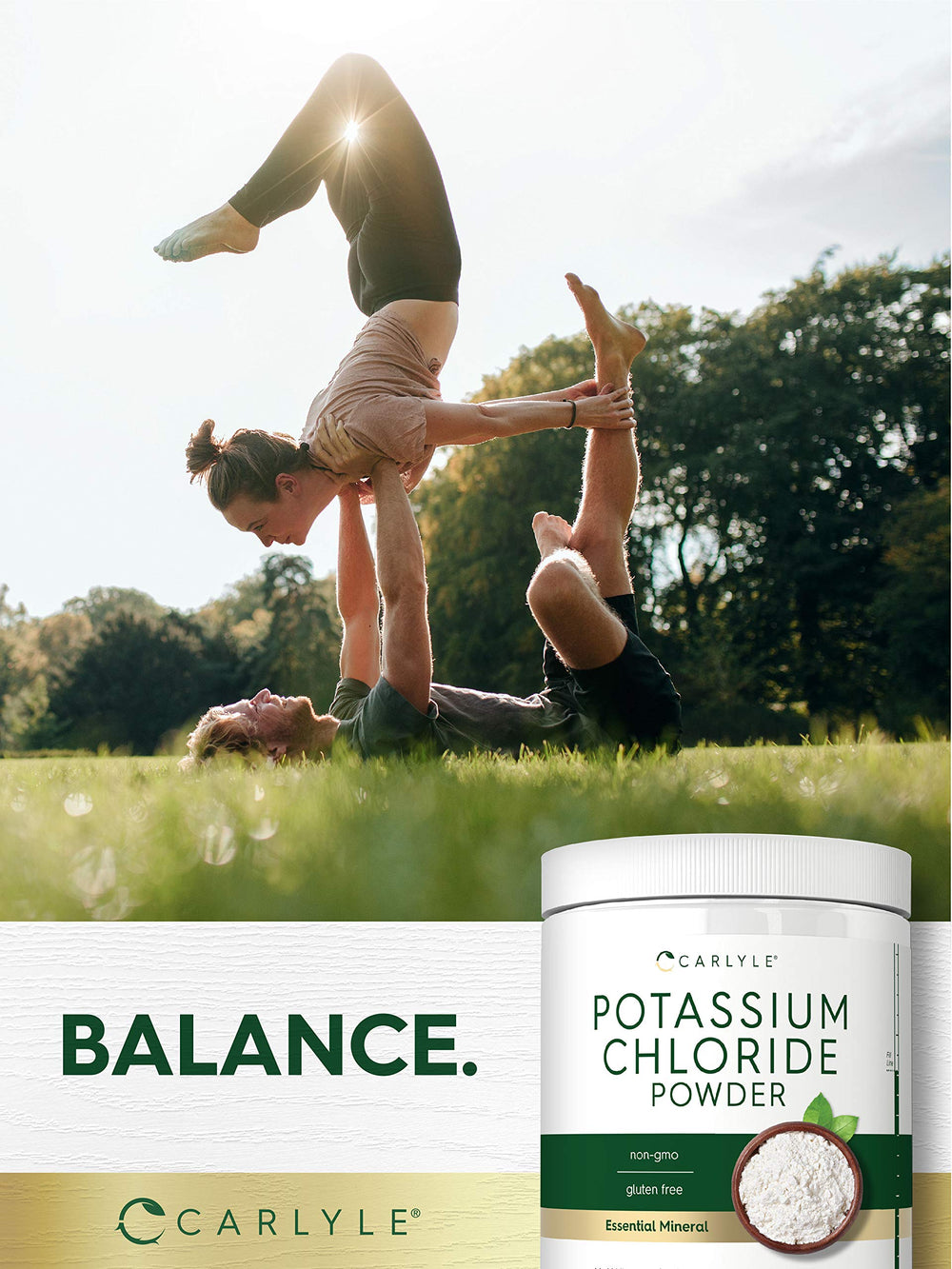 Carlyle Potassium Chloride Powder packaging gluten-free badge visible