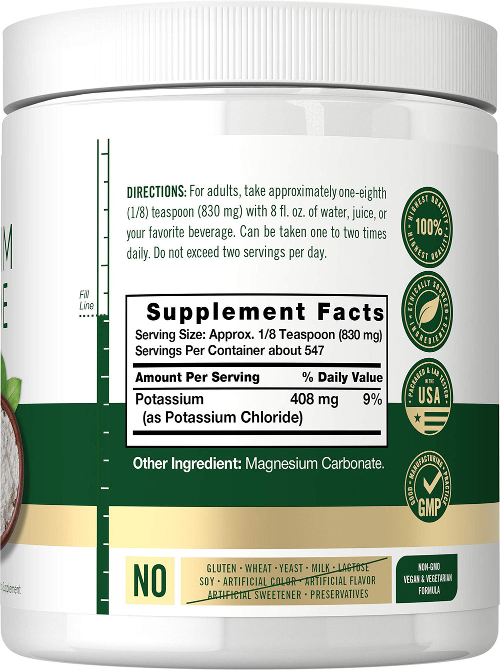 Carlyle Potassium Chloride Powder being poured for easy mixing in drinks