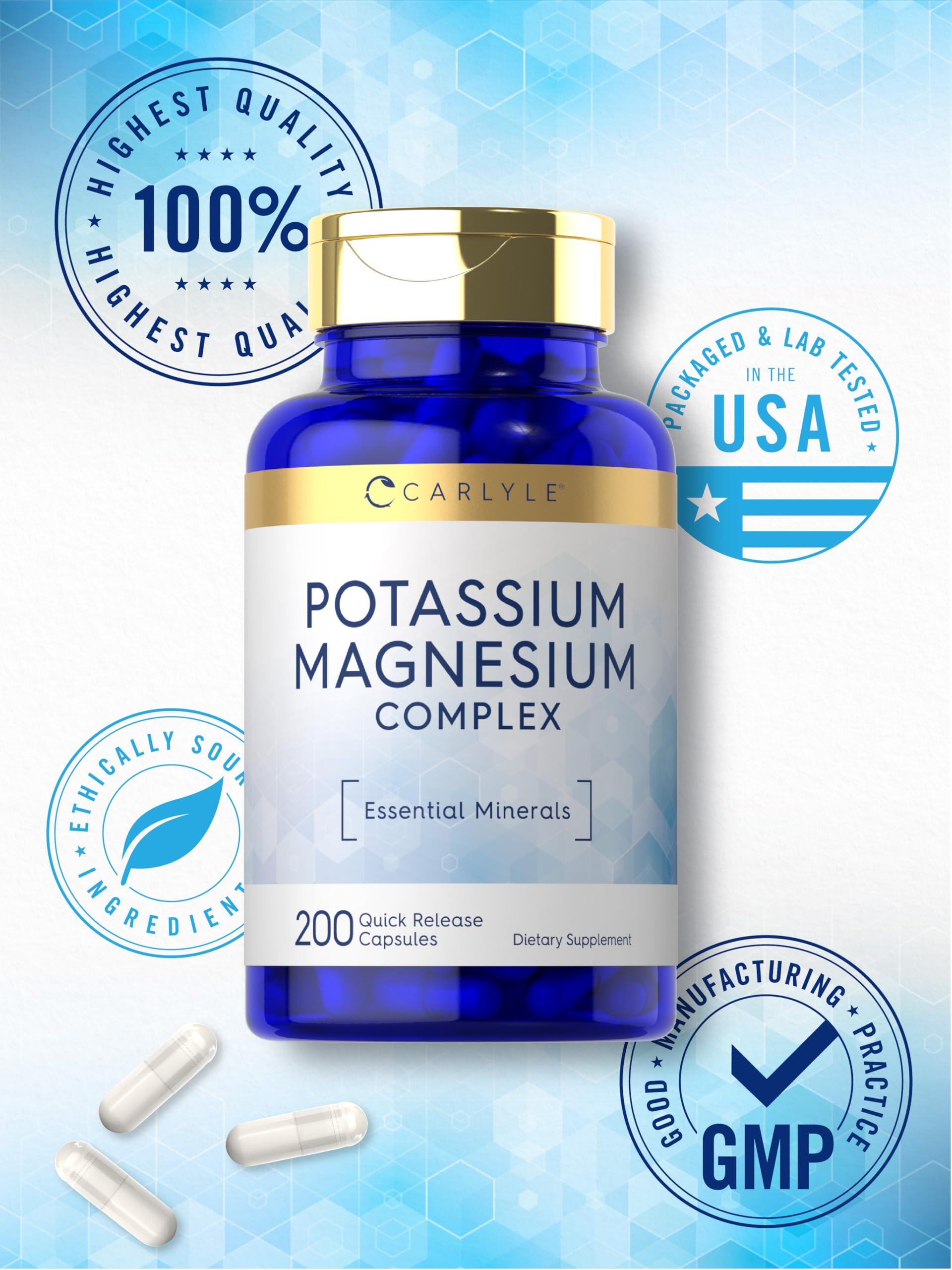Carlyle Potassium Magnesium bottle in hand for on-the-go routine