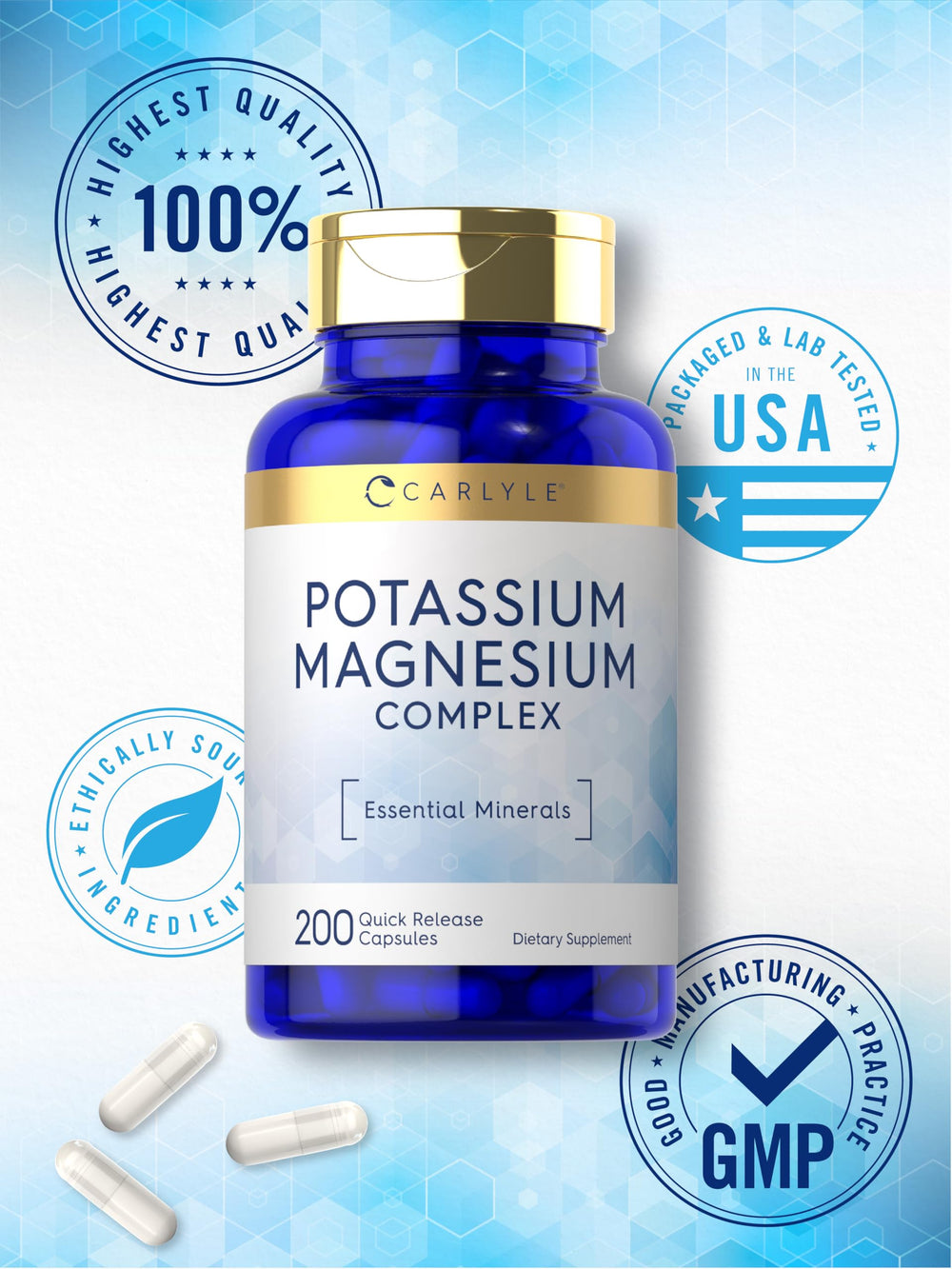 Carlyle Potassium Magnesium bottle in hand for on-the-go routine