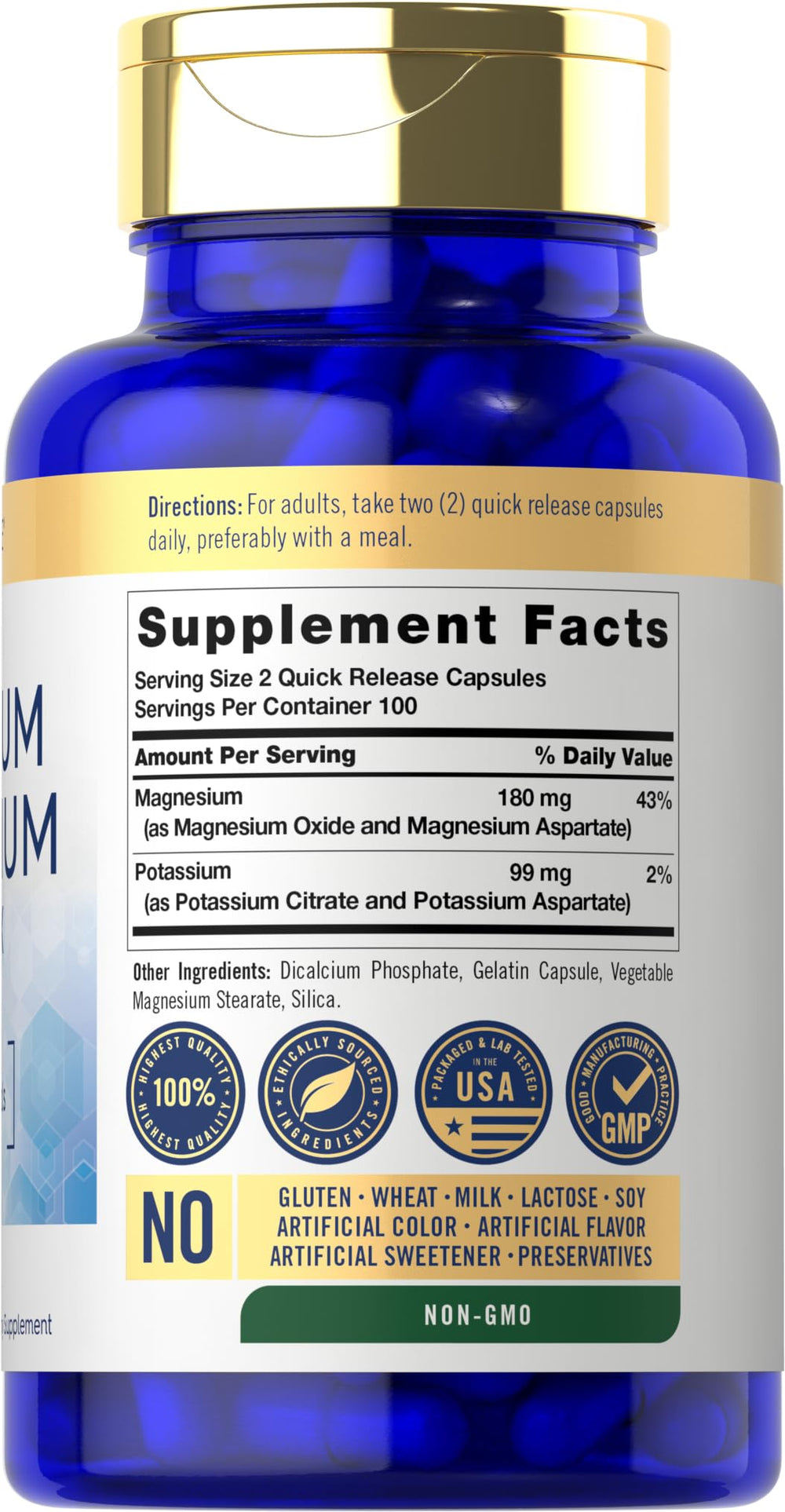 Carlyle Potassium Magnesium capsules close-up showing convenient supplement form
