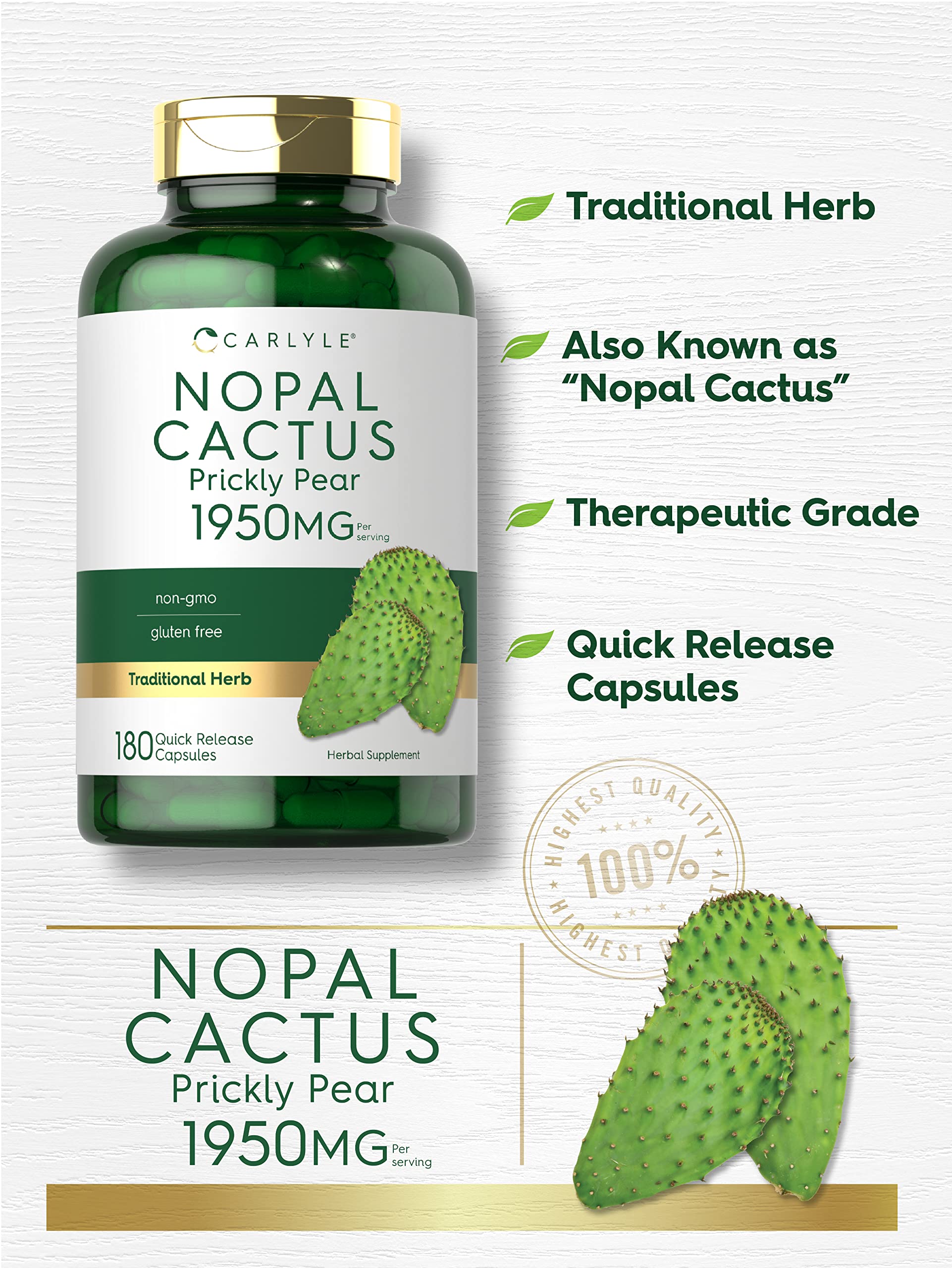 Label detail shows 1950 mg per serving of prickly pear.