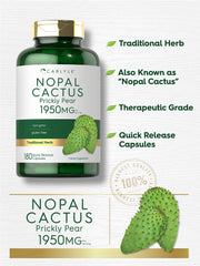 Label detail shows 1950 mg per serving of prickly pear.
