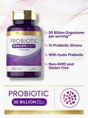 Carlyle probiotic bottle with glass illustrates convenient daily use.