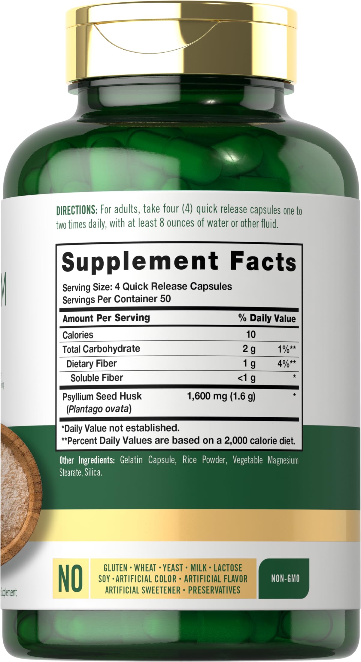 Carlyle Psyllium Husk Capsules quick-release capsules enable easy daily fiber intake.