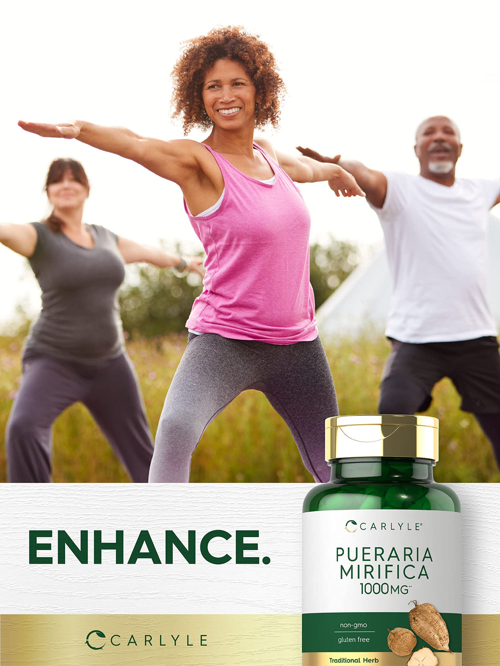 Carlyle Pueraria Mirifica bottle with cap off ready for daily use.