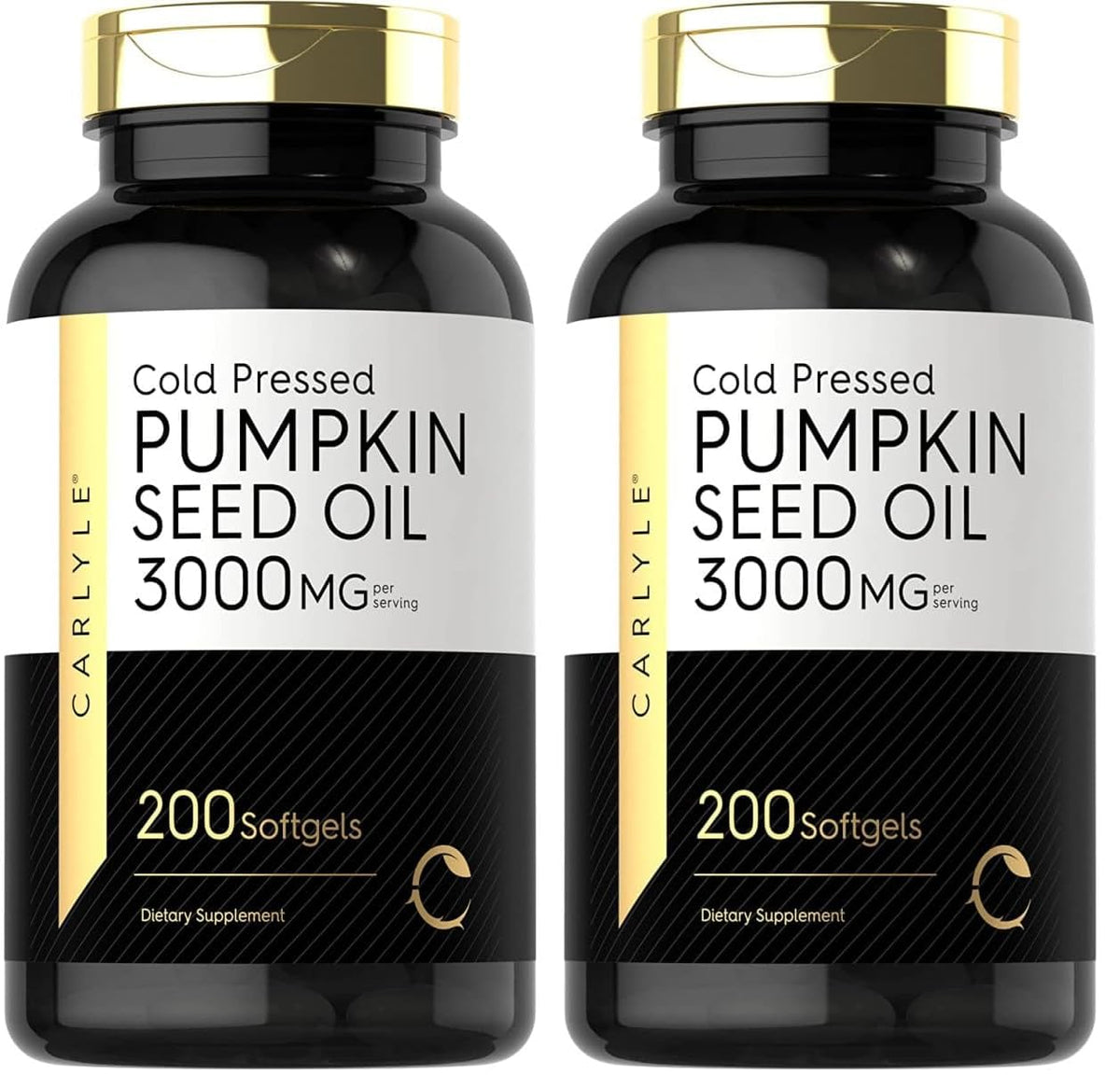 Carlyle Pumpkin Seed Oil bottle front showing 3000 mg per serving for daily wellness.
