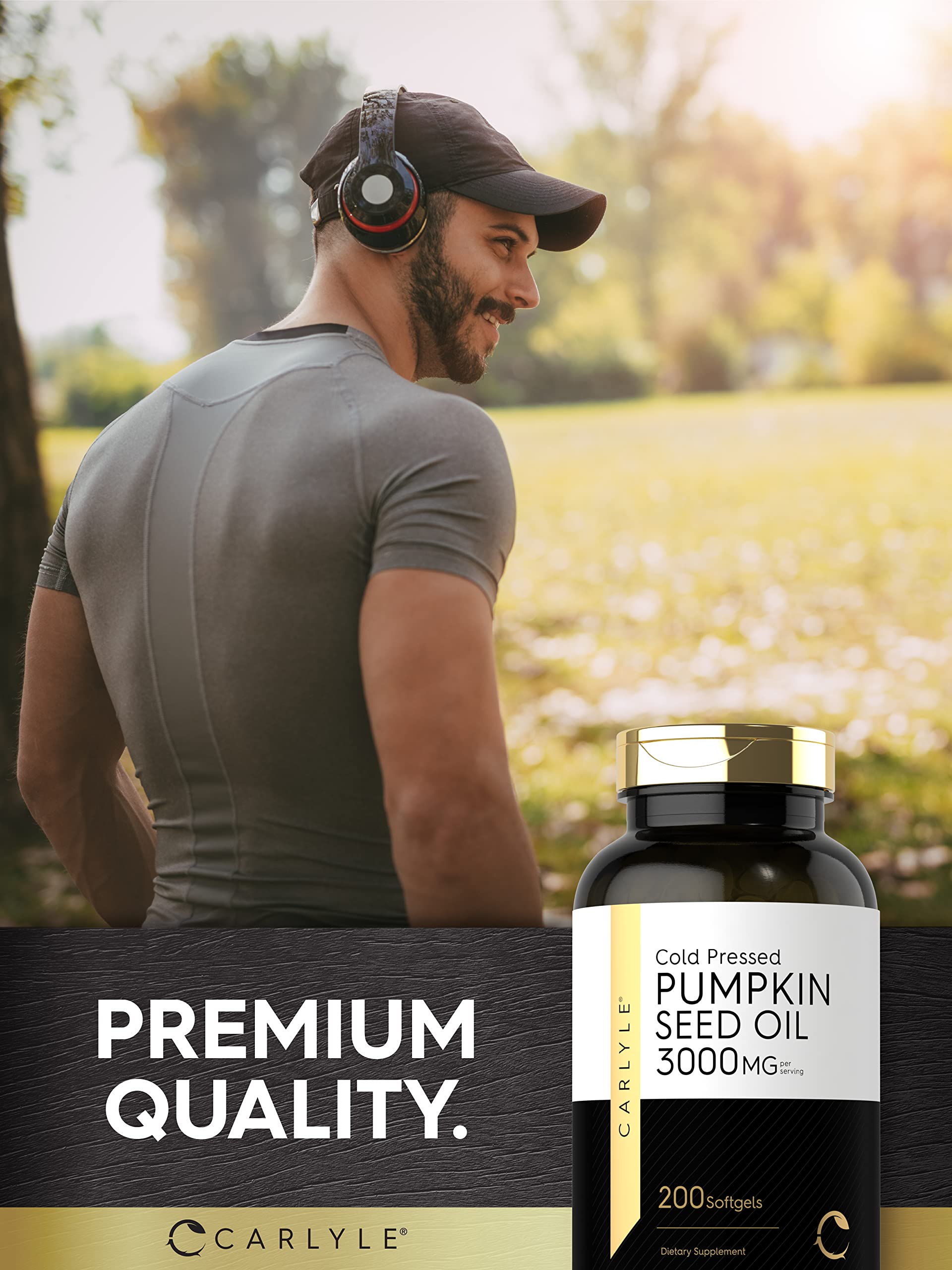 Packaging box for Carlyle Pumpkin Seed Oil displayed in the image.