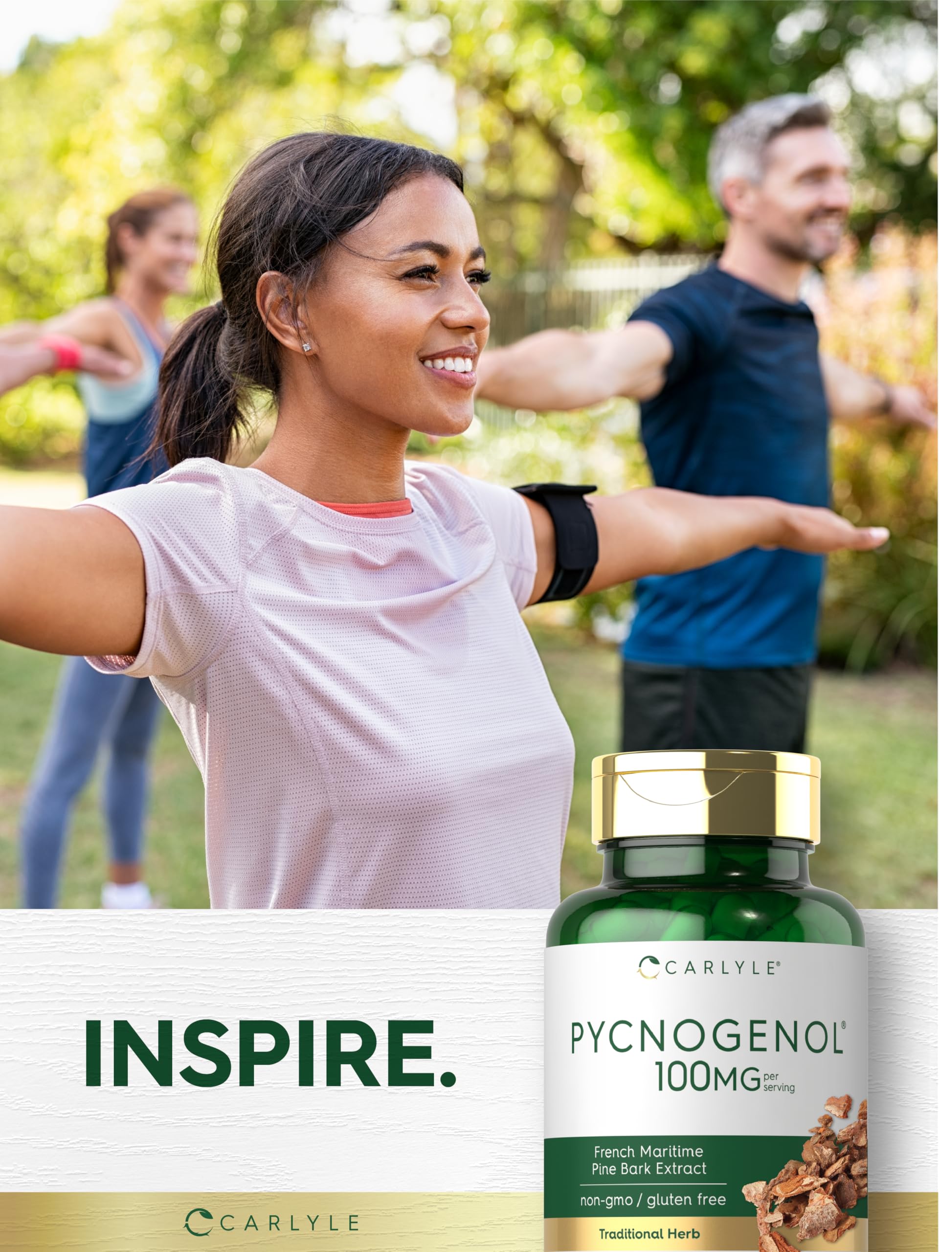Person taking Carlyle Pycnogenol capsule as part of daily routine