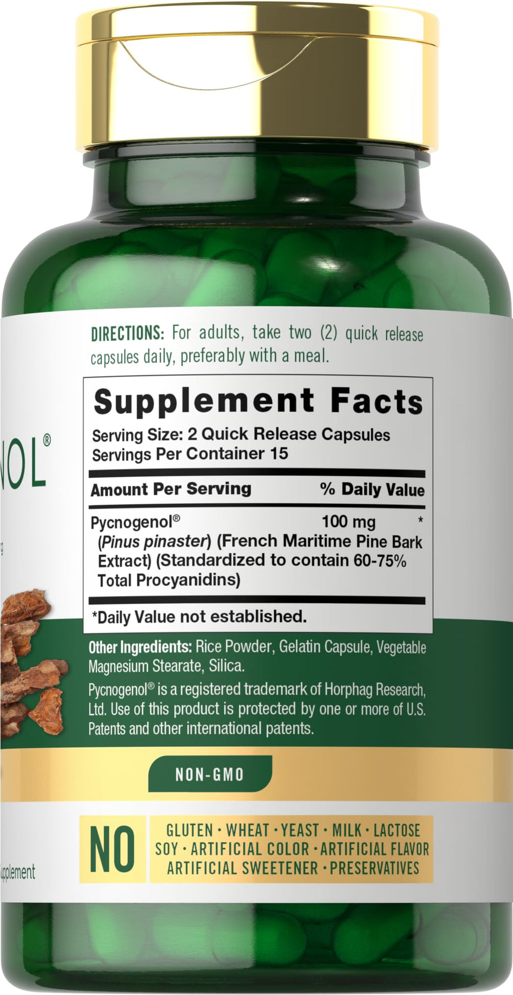Close-up of Carlyle Pycnogenol quick-release capsules