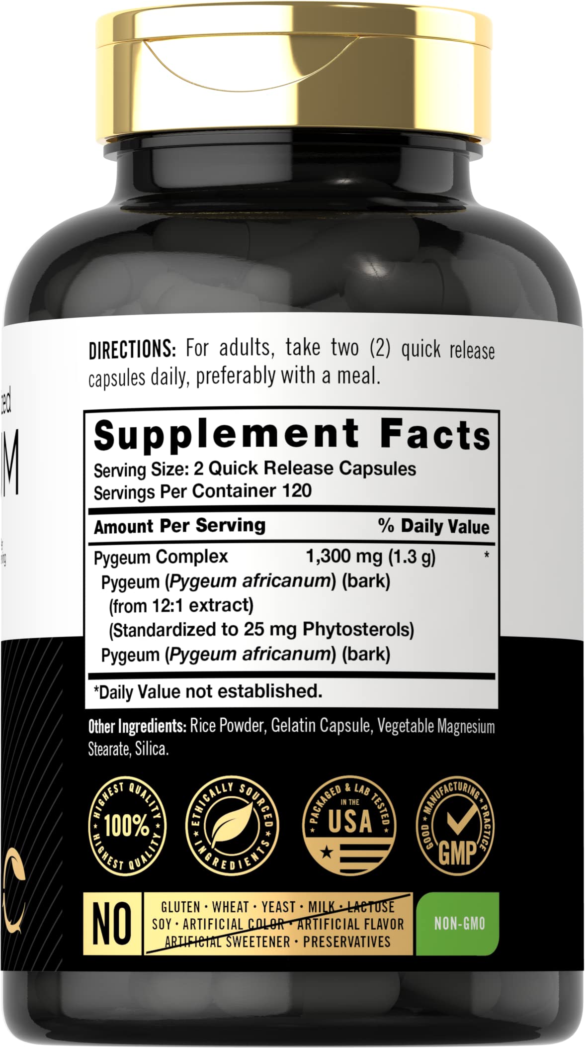 Bottle of Carlyle Pygeum capsules with 240-count supply