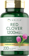 Carlyle Red Clover Capsules bottle front shows 1200 mg per serving for daily herbal support.
