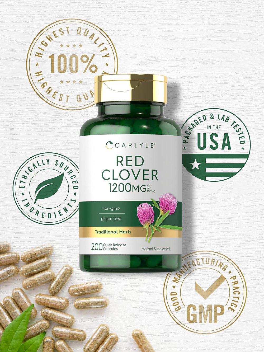 Carlyle label close-up signals trusted, premium formulation and transparent labeling.
