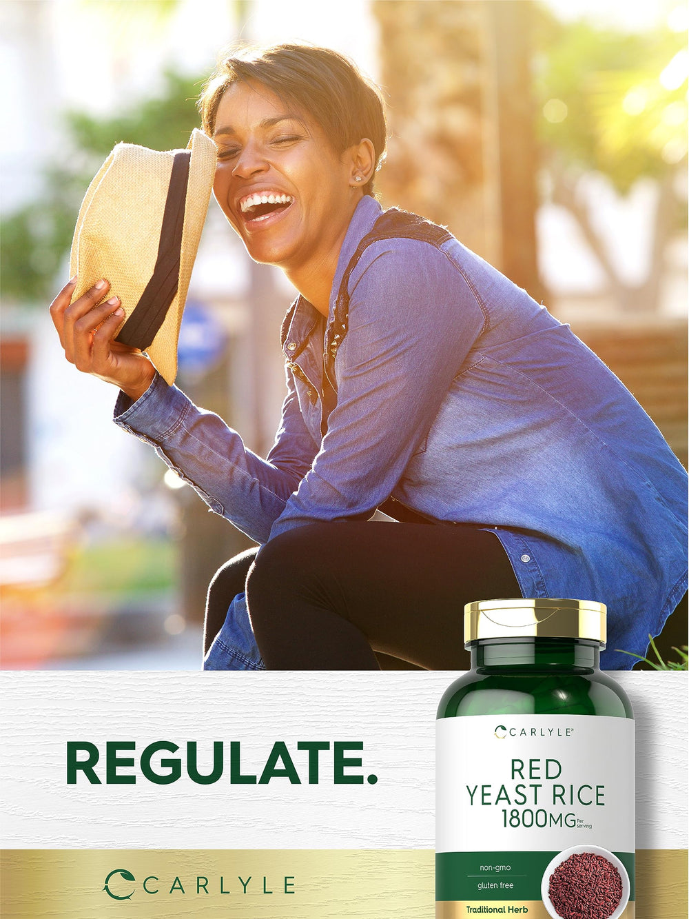Carlyle Red Yeast Rice product shows gluten-free claim on packaging.