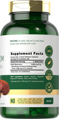 Carlyle Reishi mushroom capsules close-up highlighting easy-to-swallow form.