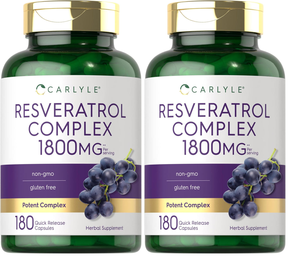 Carlyle Resveratrol 1800mg bottle showing premium packaging for daily wellness